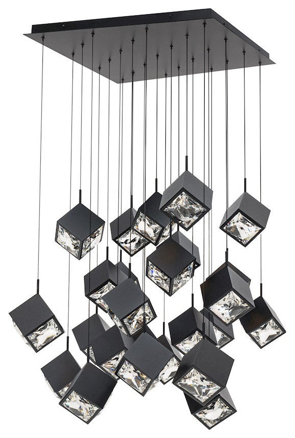 dweLED Ice Cube 25Lt Square Multi LED Pendant 27-30-35-40K, Black, PD-29325S-BKBy WAC Lighting