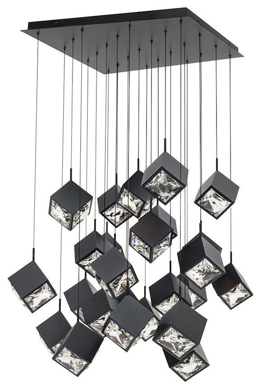 dweLED Ice Cube 25Lt Square Multi LED Pendant 27-30-35-40K, Black, PD-29325S-BKBy WAC Lighting