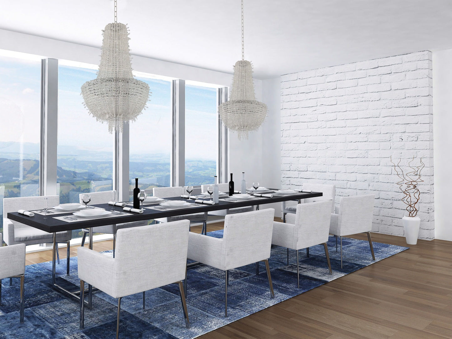 Allegri 030652-FR001 Cielo 38"W Empire Chandelier - ChromeBy Allegri Crystal by Kalco Lighting