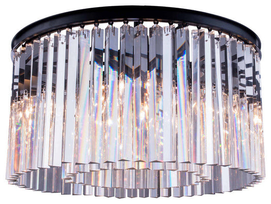 Sydney 8-Light Flush Mount, Matte Black With Clear Royal Cut CrystalBy Elegant Furniture & Lighting