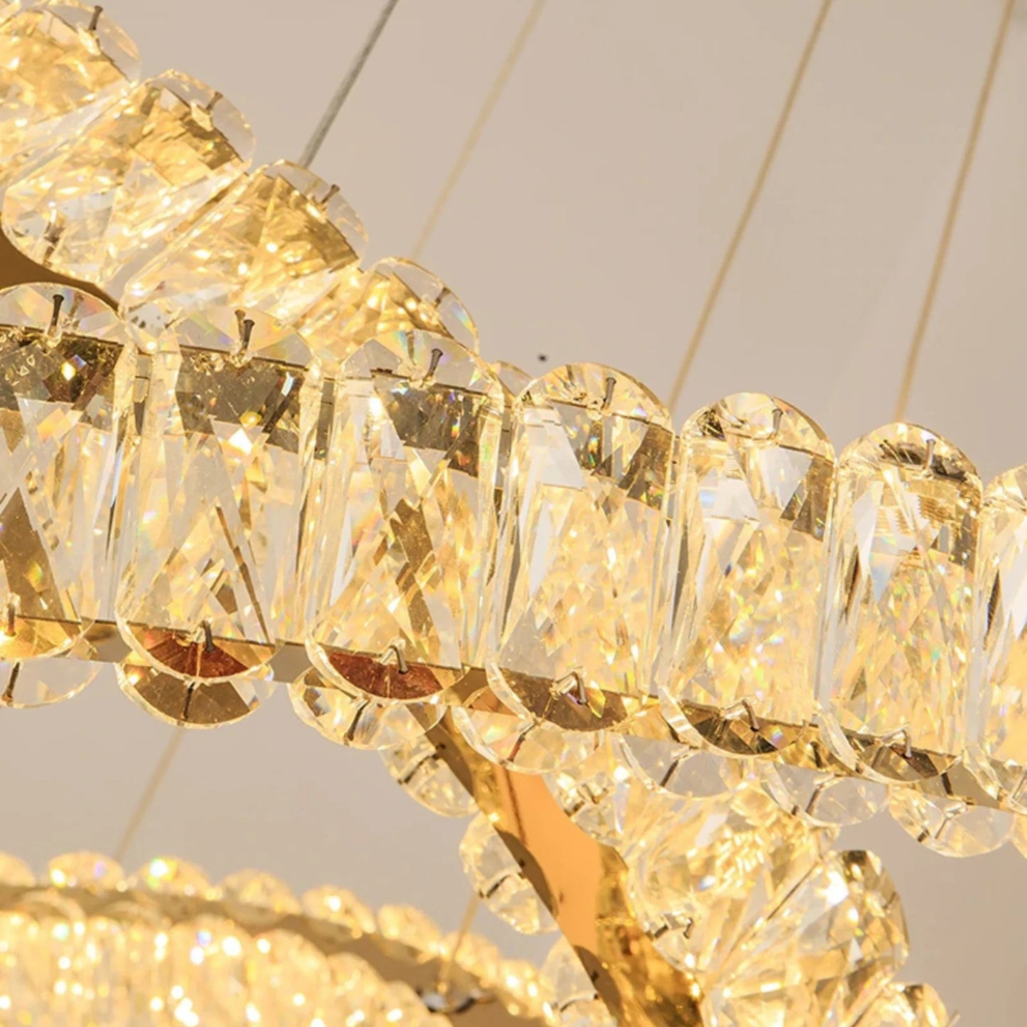 Hinwil | Ring Design Gold/Chrome Crystal Chandelier for Living Room, 39.4*31.5*23.6*15.8"By Miron Demid LLC