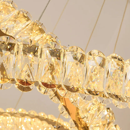 Hinwil | Ring Design Gold/Chrome Crystal Chandelier for Living Room, 39.4*31.5*23.6*15.8"By Miron Demid LLC