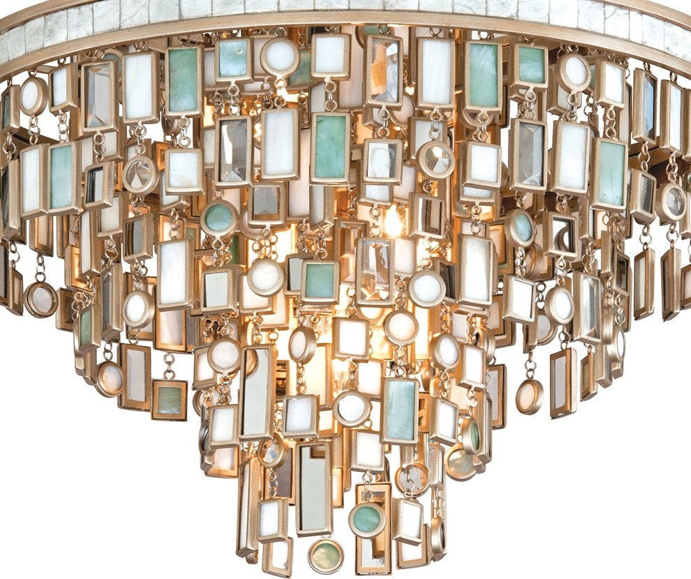 Dolcetti Flush Mount, Dolcetti Silver Finish, Mixed Shells, CrystalBy Corbett Lighting