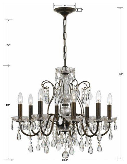 Butler 8-Light Chandelier in Minimalist Style, 25.5"Wx22"HBy Crystorama Lighting