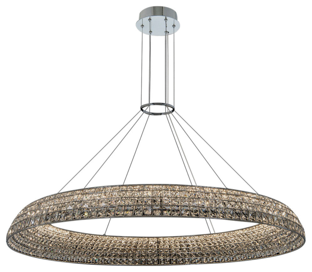 1 Light Contemporary Large Pendant by Allegri, Chrome, 5"By Allegri Crystal by Kalco Lighting
