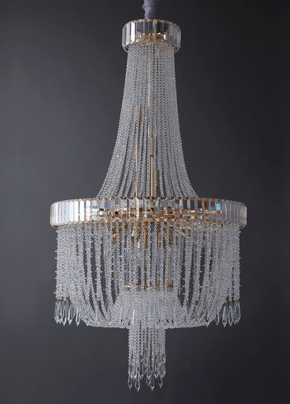 Modern loft crystal chandelier for living room, staircase, foyer., 33.5''By Miron Demid LLC