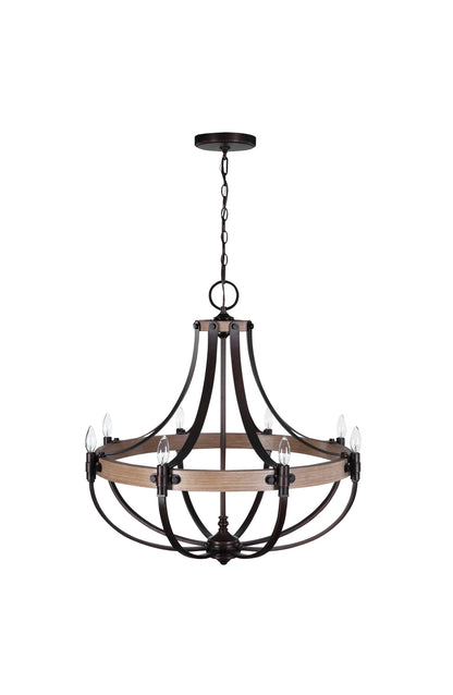 Large French Empire Style 8 Light Chandelier, Oak Wood Bronze Basket ShapeBy My Swanky Home