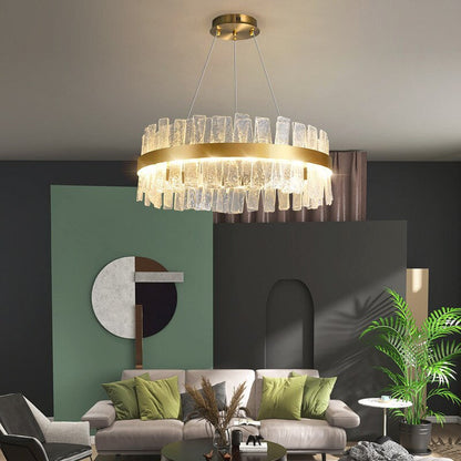 Kortrijk | Round Gold Glass Led Chandelier for Bedroom, Medium - Dia23.6" / 60cmBy Miron Demid LLC