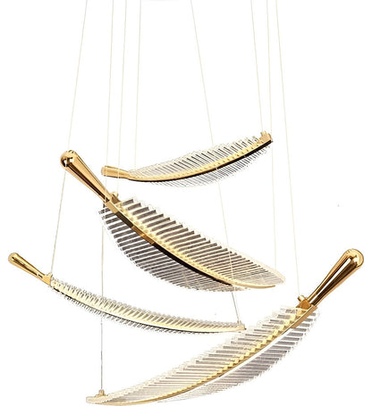 Cagnes-sur-Mer | Crystal Gold Leaves Pendant Chandelier, 6 LeavesBy Miron Demid LLC