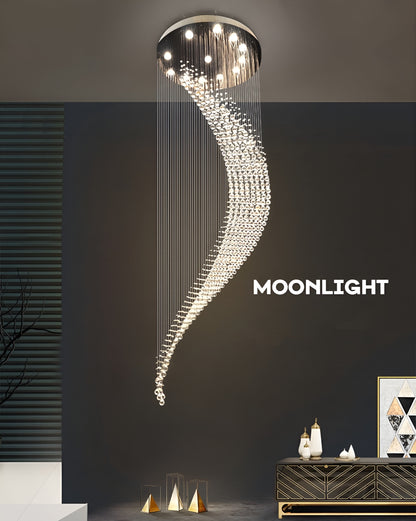 La Turbie | Duplex Spiral Moon Staircase Crystal Chandelier, 31.5"By Miron Demid LLC