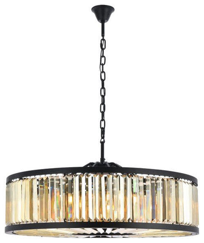 Elegant Lighting 1233G43-GT/RC Chelsea 10 Light 44"W Crystal Drum - Matte BlackBy Elegant Furniture & Lighting