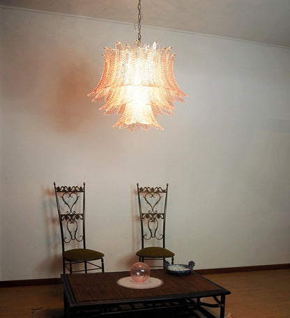 Pink Glass Leaf Chandelier