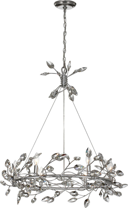 Misthaven Chandelier, Silver Leaf With Clear Crystal, MediumBy ZEEV LIGHTING