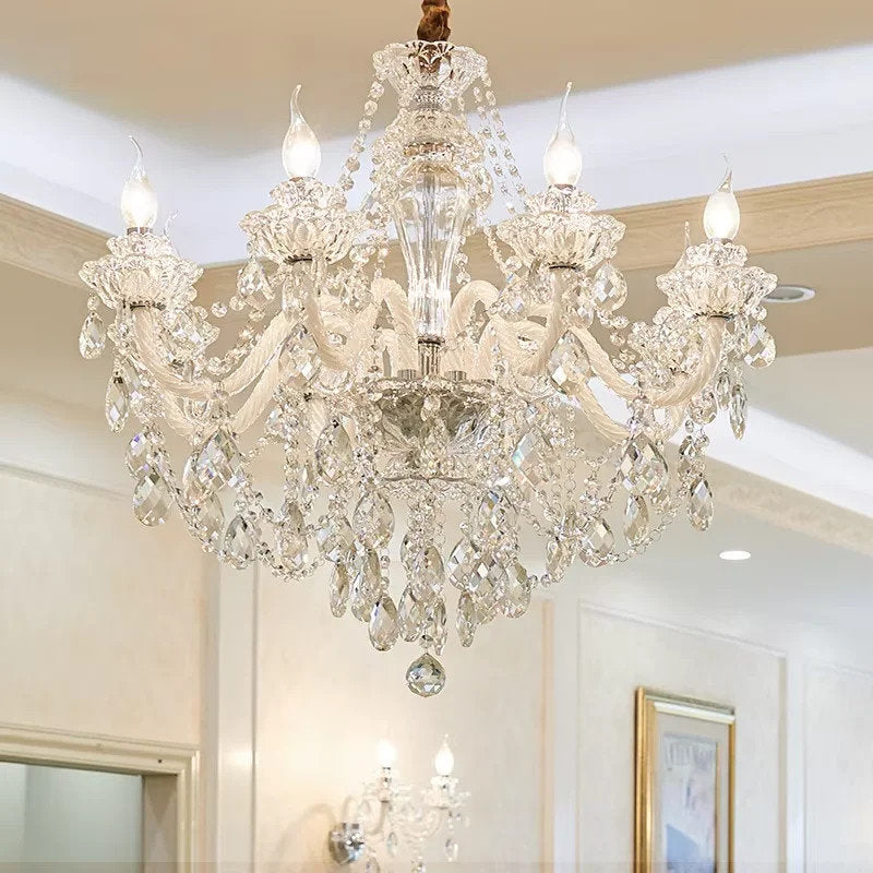 Zenevredo | European-Style Retro Crystal Candle Shape Chandelier, Clear Light Color, 18 HeadsBy Miron Demid LLC