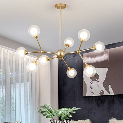 Cabiate | Glass Globe Shaped Chandelier for Bedroom, 9 Lights, Cool LightBy Miron Demid LLC
