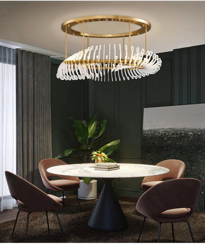Gold/white crystal ceiling chandelier for living room bedroom dining room 39.4"By Miron Demid LLC