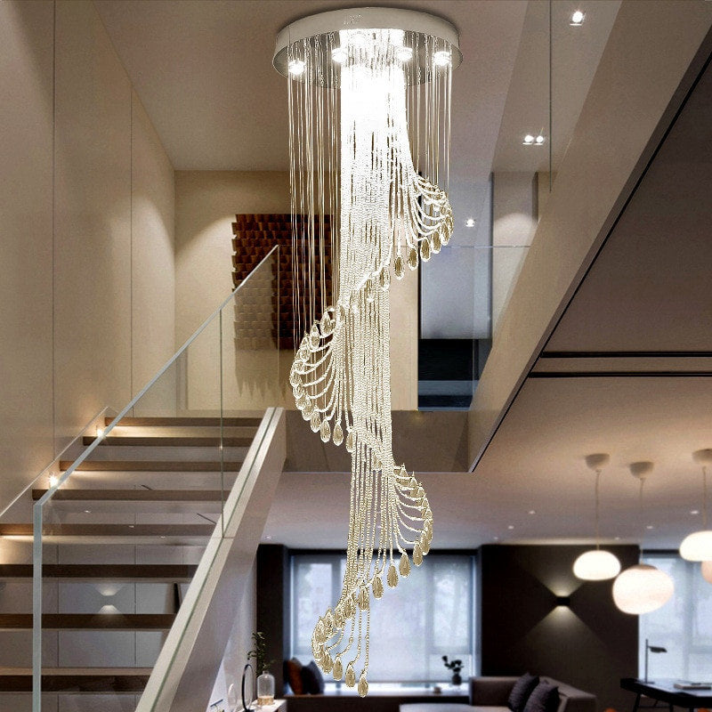Mougins | Сhic Spiral Crystal Ceiling Led Chandelier, 23.6"By Miron Demid LLC