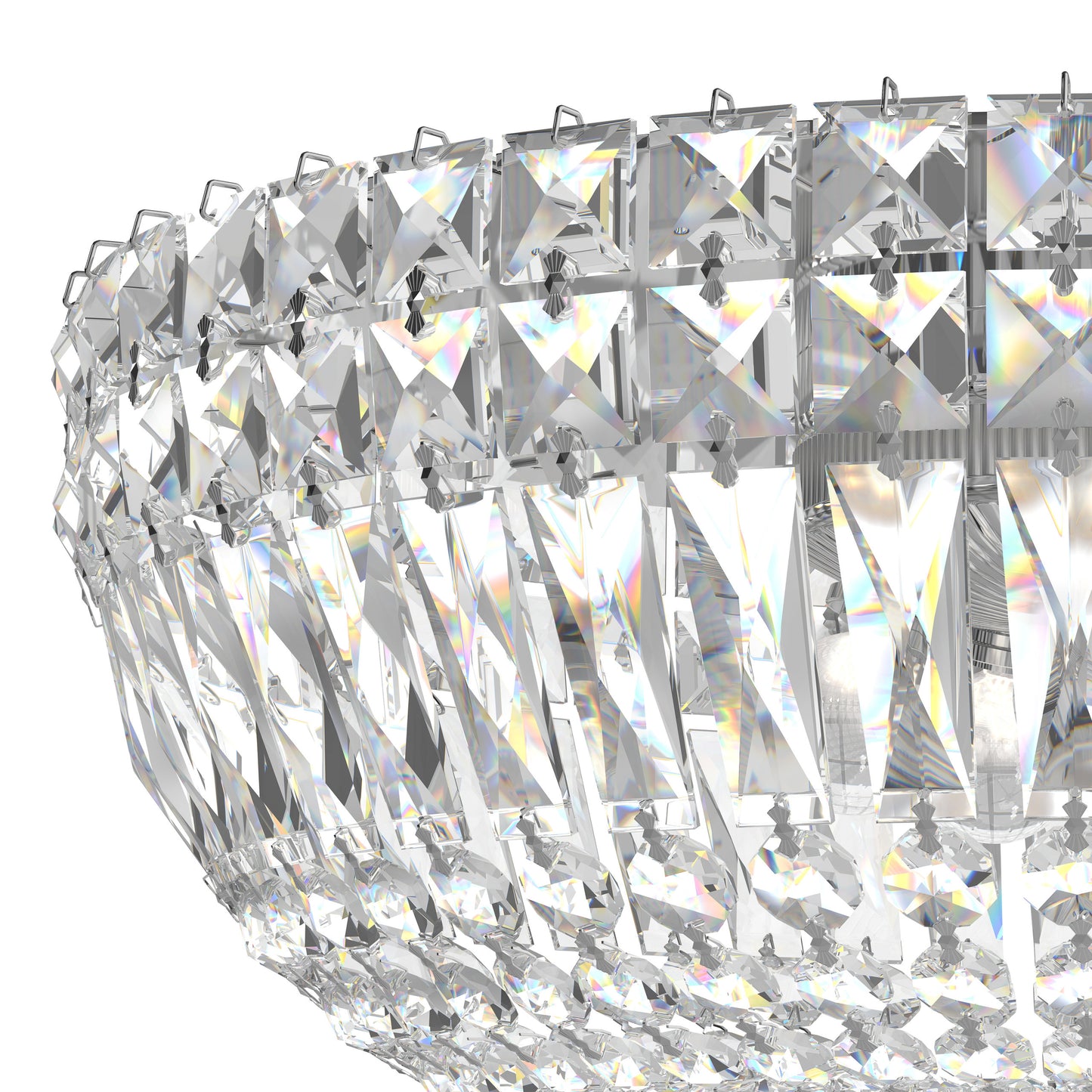 Schonbek 5893-40S 5 Light Crystal Flush, Polished SilverBy Schonbek
