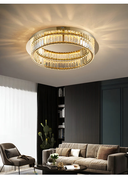 Adrara | Stunning Gold Led Crystal Ceiling Chandelier, 31.5''By Miron Demid LLC