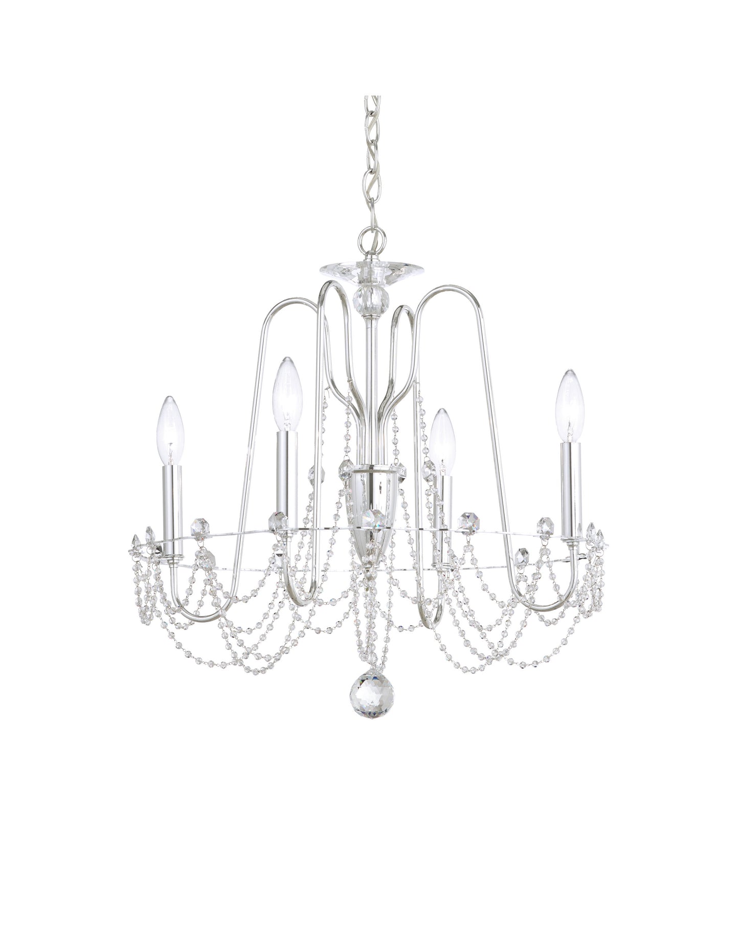 Schonbek Ar1004N-40S 4 Light Crystal Chandelier, Polished SilverBy Schonbek