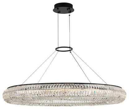Tamburo 48x6" 1-Light Contemporary Large Pendants, Matte Black/Polished ChromeBy Allegri Crystal by Kalco Lighting