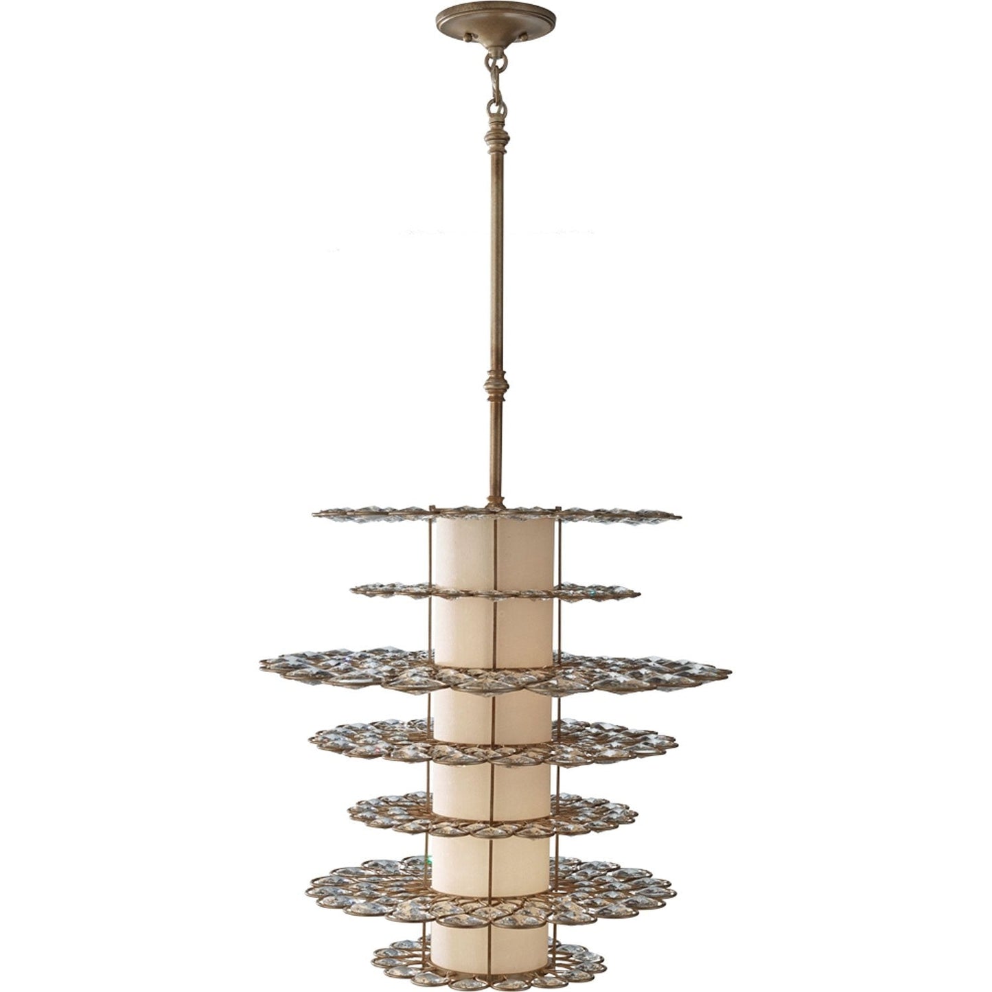 Burnished Silver Crystal Two-Light Fluorescent Pendant