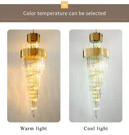 Trinite | Exclusive Long Gold Modern Crystal Chandelier, 19.7By Miron Demid LLC