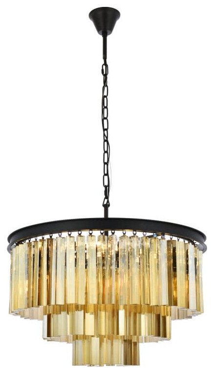 Elegant Lighting 1201D26-GT/RC Sydney 9 Light 26"W Crystal - Polished NickelBy Elegant Furniture & Lighting