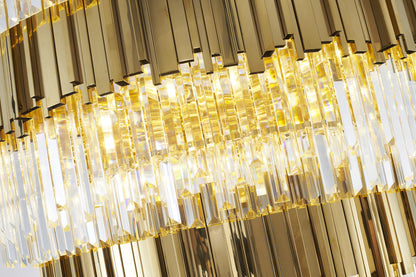 D60" 5-Tier Shiny Gold Frame Chandelier With Clear Hanging CrystalsBy Design Living