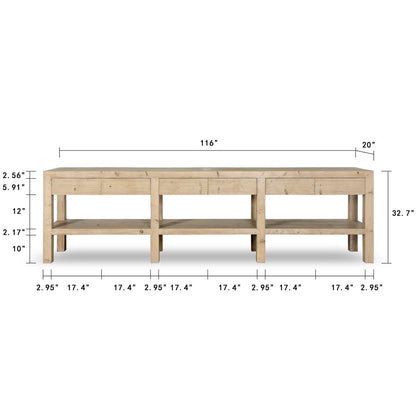 120'' W Solid Wood Console Table