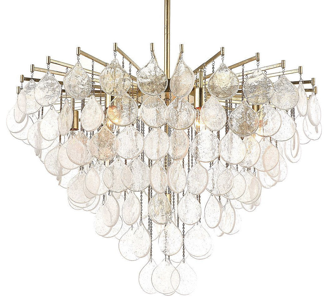 Modern Tear Drop Pendant Seeded Glass Chandelier 8 Light 38 in Elegant SilverBy My Swanky Home