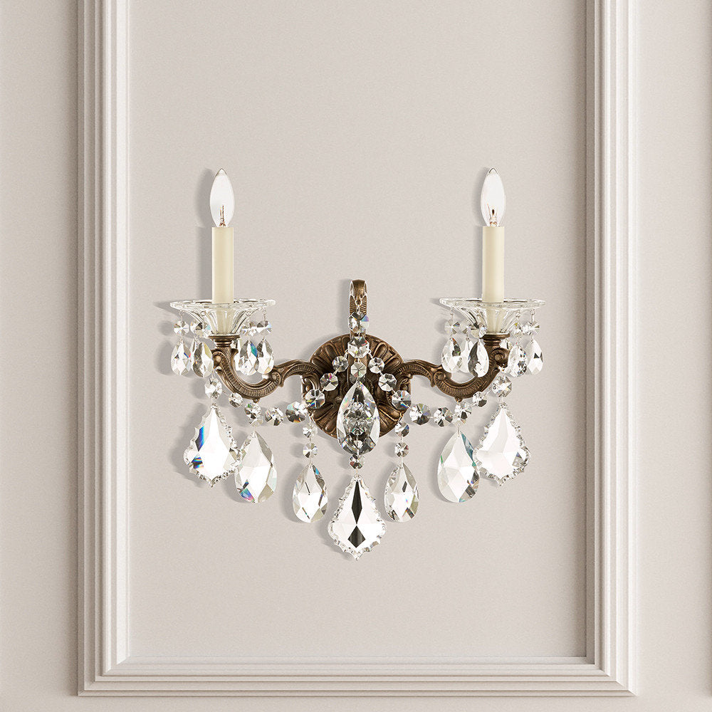Schonbek 5001-76S 2 Light Crystal Sconce, Heirloom BronzeBy Schonbek