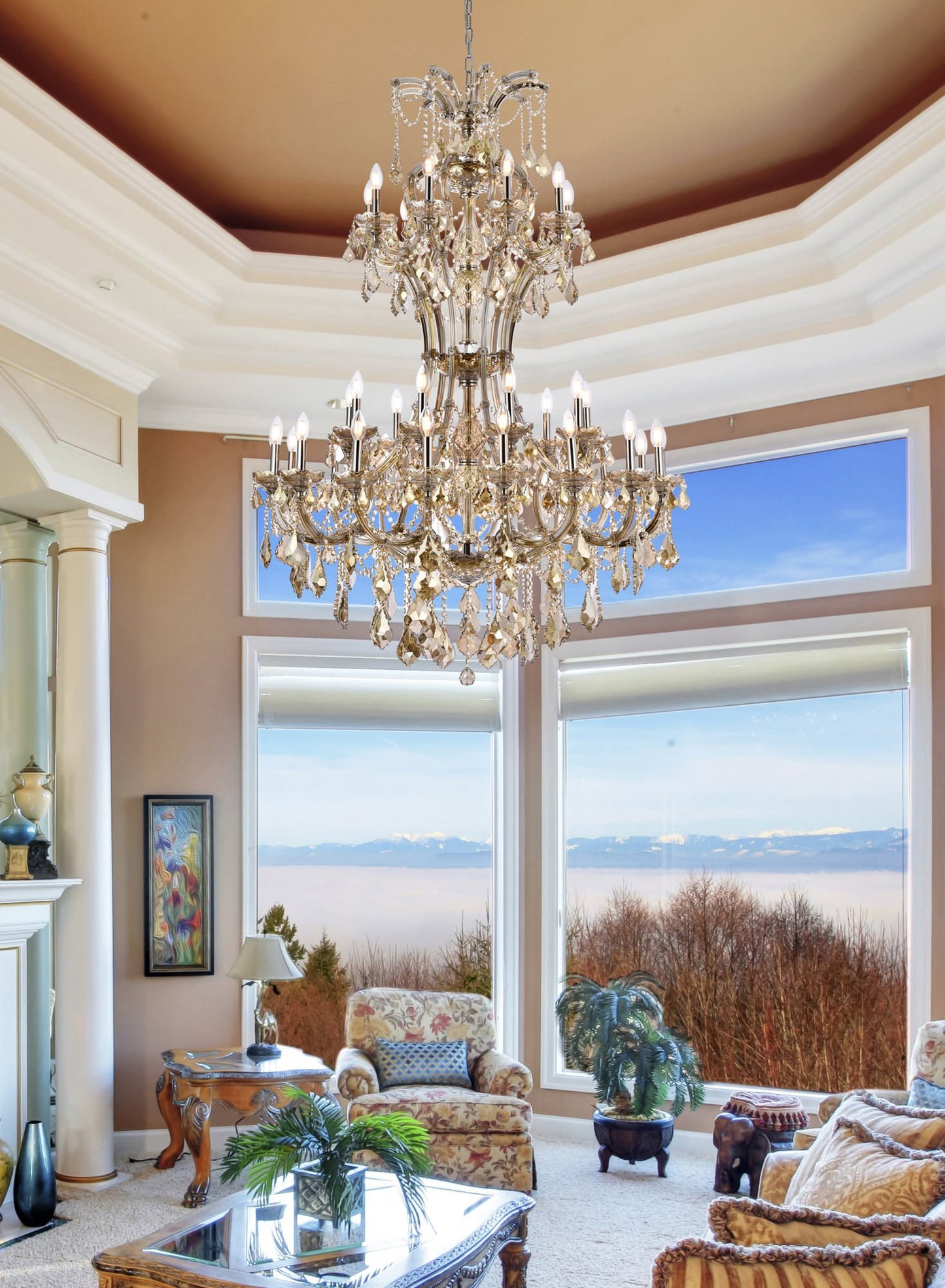 Elegant Lighting 2800D46-GT/RC Maria Theresa 36 Light 46"W - Golden TeakBy Elegant Furniture & Lighting
