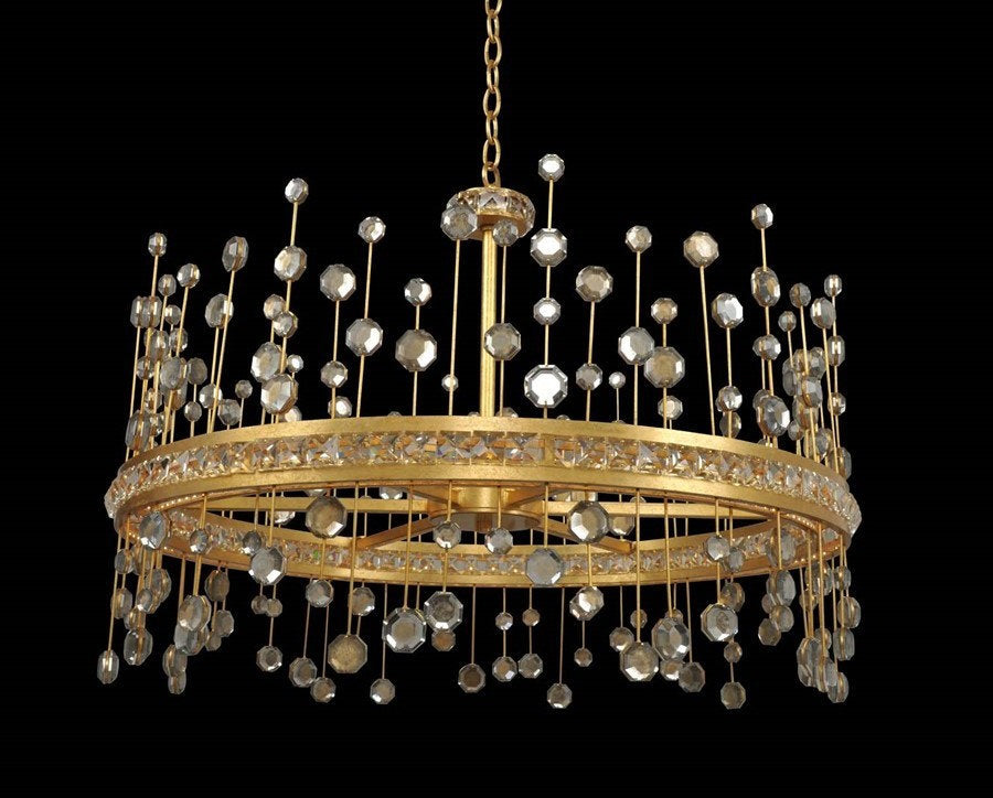 Allegri Fortuna 35" Pendant, Vienna Gold Leaf, Firenze ClearBy Allegri Crystal by Kalco Lighting