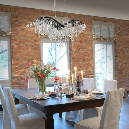 Golden Lighting 9903-6 Autumn Twilight 6 Light 31"W Crystal - Black IronBy Golden Lighting