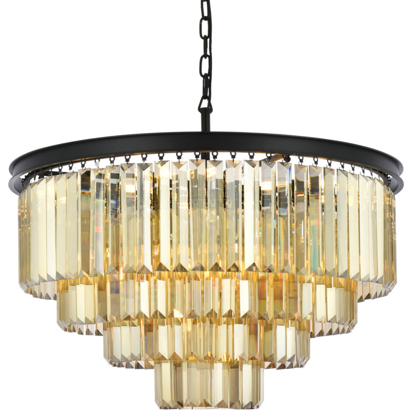 Elegant Lighting 1231D32-GT/RC Sydney 17 Light 32"W Crystal - Matte BlackBy Elegant Furniture & Lighting