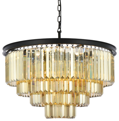 Elegant Lighting 1231D32-GT/RC Sydney 17 Light 32"W Crystal - Matte BlackBy Elegant Furniture & Lighting
