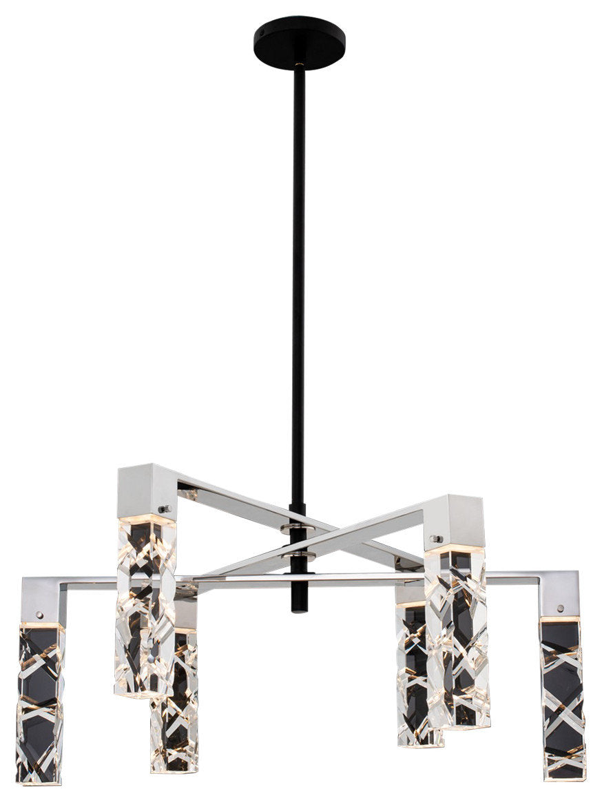 1 Light Contemporary Chandelier by Allegri, Matte Black/Polished Nickel, 23"By Allegri Crystal by Kalco Lighting