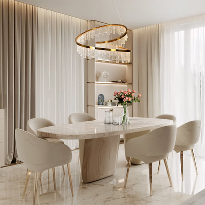 LNC Erinjenks 1-Light 31.5" Modern Textured Glass Chandelier LED, GoldBy LNC