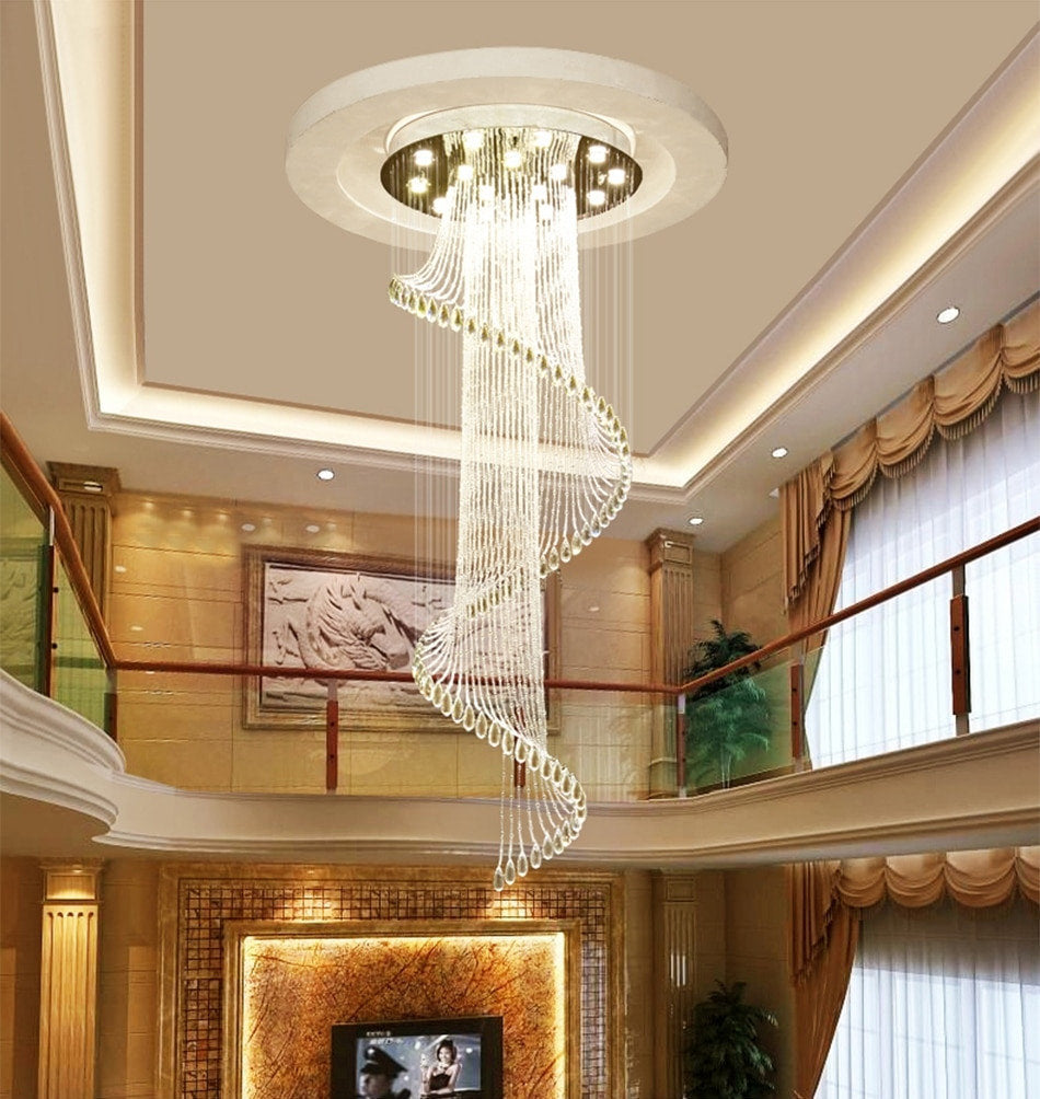 Mougins | Сhic Spiral Crystal Ceiling Led Chandelier, 23.6"By Miron Demid LLC