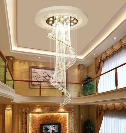 Mougins | Сhic Spiral Crystal Ceiling Led Chandelier, 23.6"By Miron Demid LLC