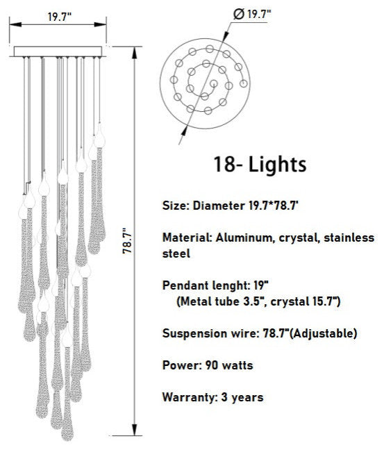 Castagniers | Staircase Gold Crystal Chandelier, 18 Lights (2)By Miron Demid LLC