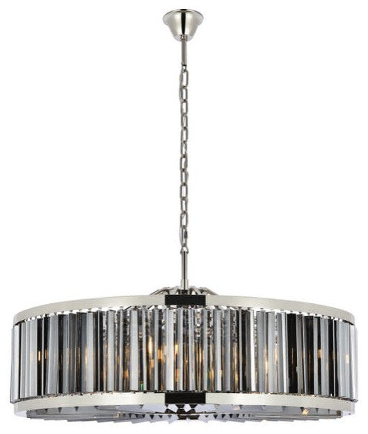 Elegant Lighting 1203G43-SS/RC Chelsea 10 Light 44"W Crystal Drum - PolishedBy Elegant Furniture & Lighting