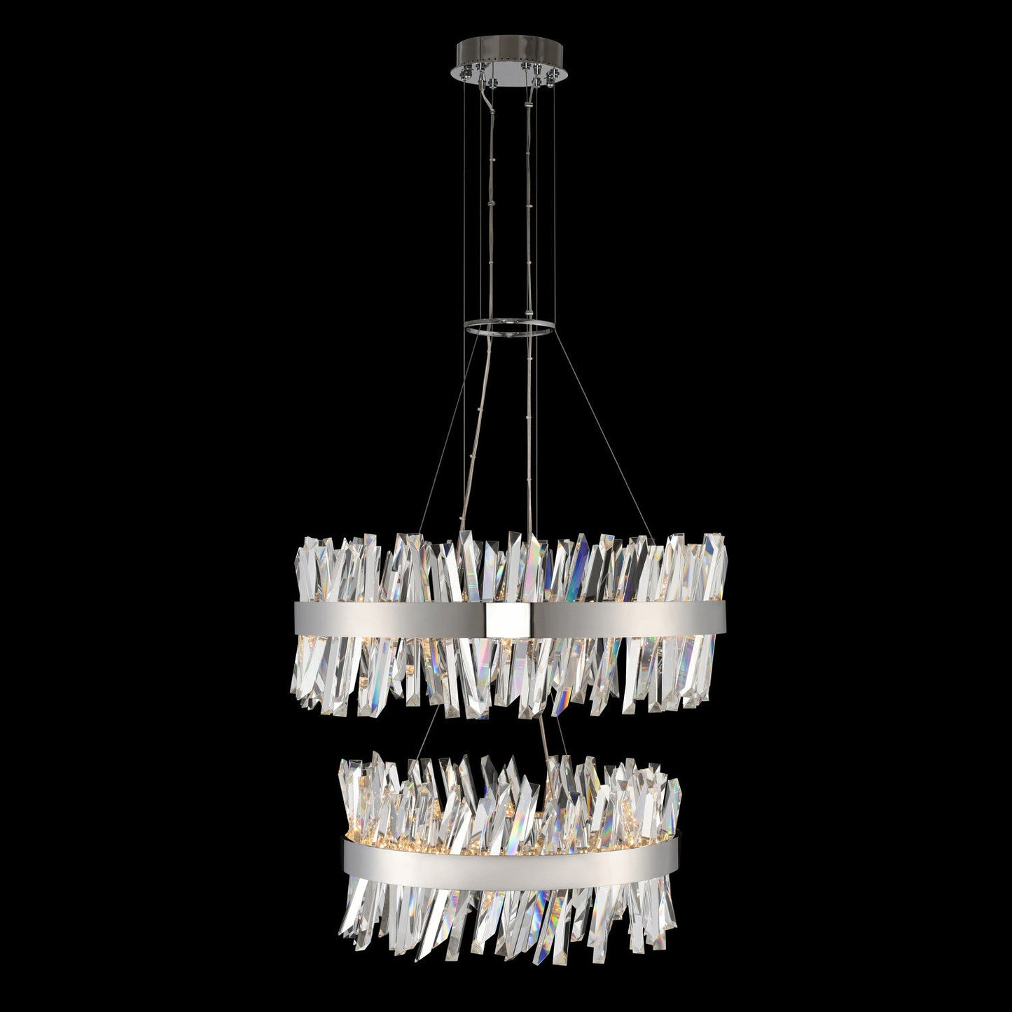 Allegri 030256 Glacier 4 Light 32"W LED Ring Chandelier - Brushed ChampagneBy Allegri Crystal by Kalco Lighting