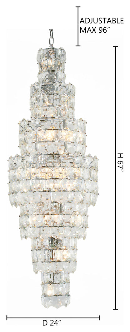 7 Tier Chrome Frame Chandelier With Clear Hanging CrystalsBy Design Living