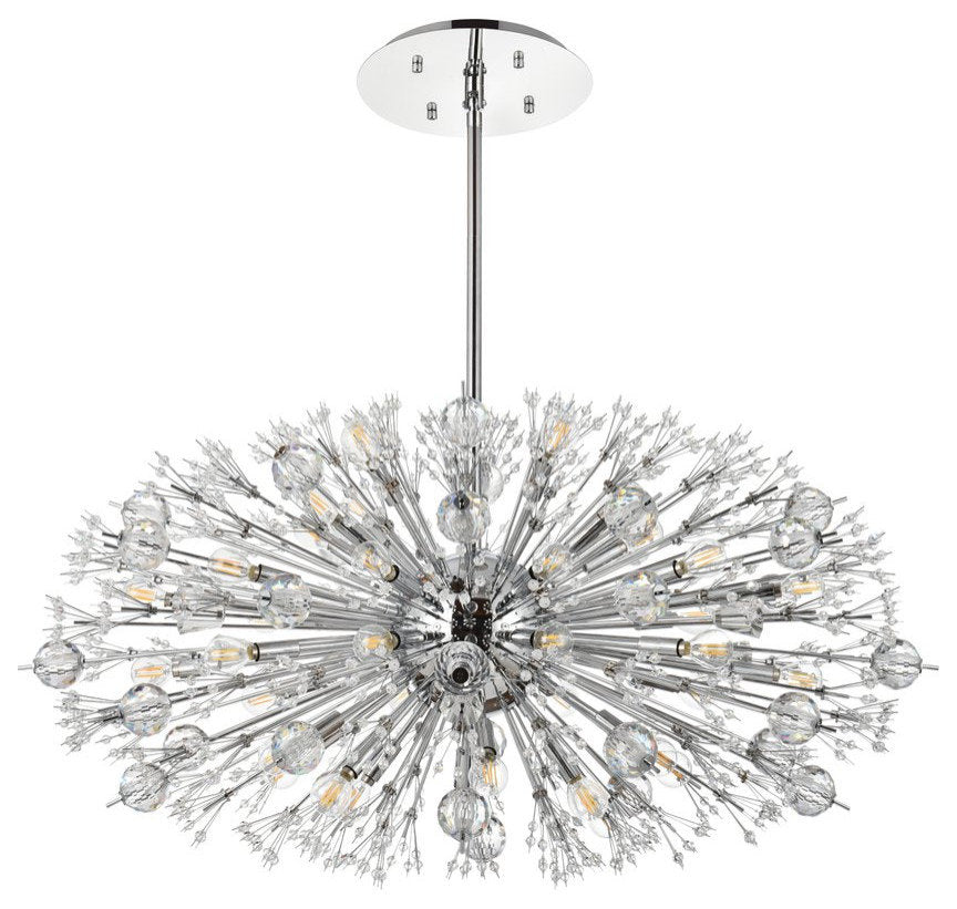 Elegant Lighting 2500D42C Vera 42 inch crystal starburst oval pendant in chromeBy Elegant Furniture & Lighting