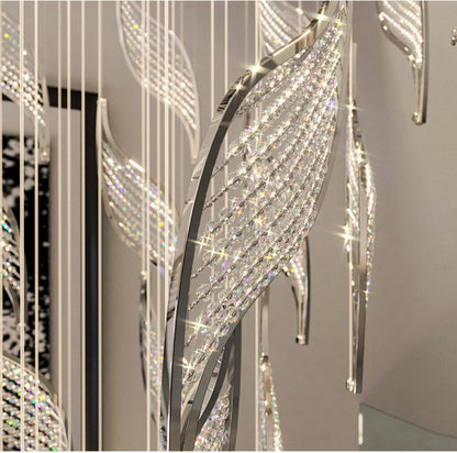 Framura | Creative Charming LED Crystal Chandelier, Chrome, Dia31.5xh78.7", Warm Light, DimmableBy Miron Demid LLC