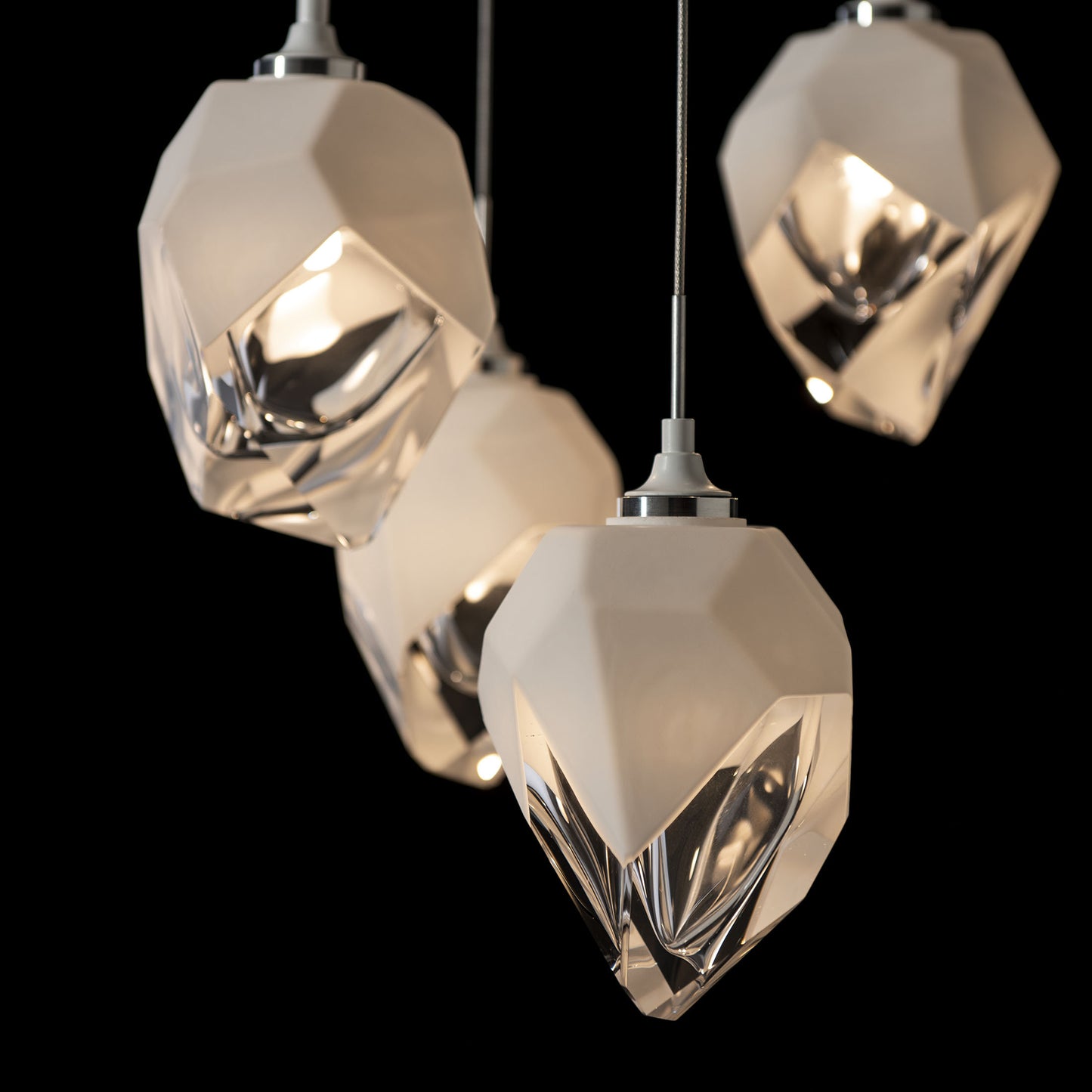 Chrysalis 5-Light Small Crystal Pendant White Finish- Long, White CrystalBy Hubbardton Forge