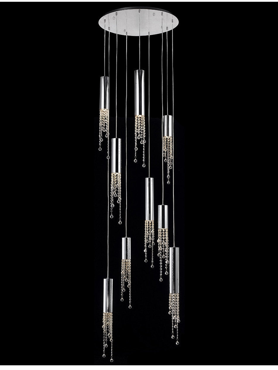 Monterosso | Hanging Crystal Light Fixture, Chrome, 12 Lights, Cool Light 6000kBy Miron Demid LLC