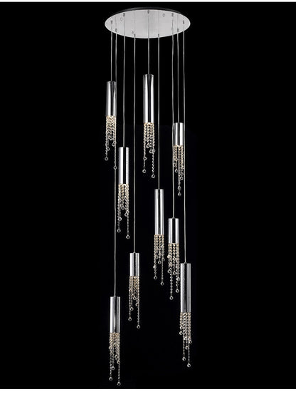 Monterosso | Hanging Crystal Light Fixture, Chrome, 12 Lights, Cool Light 6000kBy Miron Demid LLC